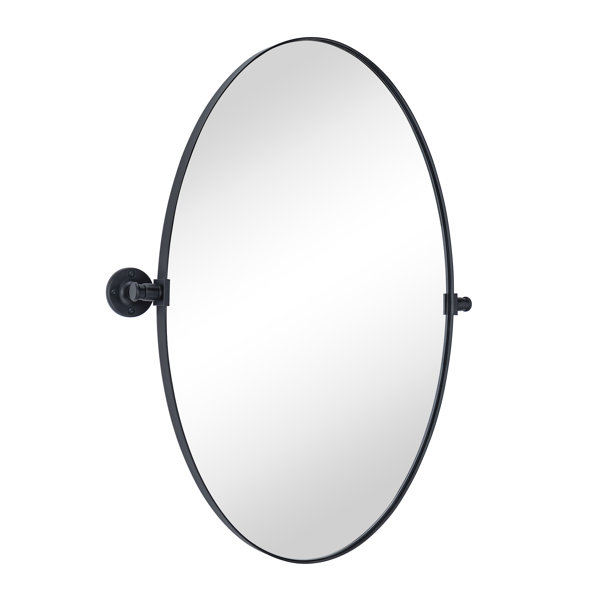 Latitude Run® Contemporary Brushed Nickel Metal Oval Pivot Bathroom Vanity Mirror & Reviews